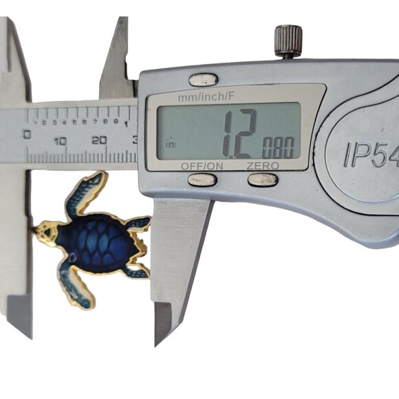 1987 Wm Spear Gold Tone Blue Enamel Sea Turtle Pin, Signed E671 - Picture 6 of 8